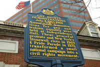 Gay Pioneers Historical marker at Independence Mall